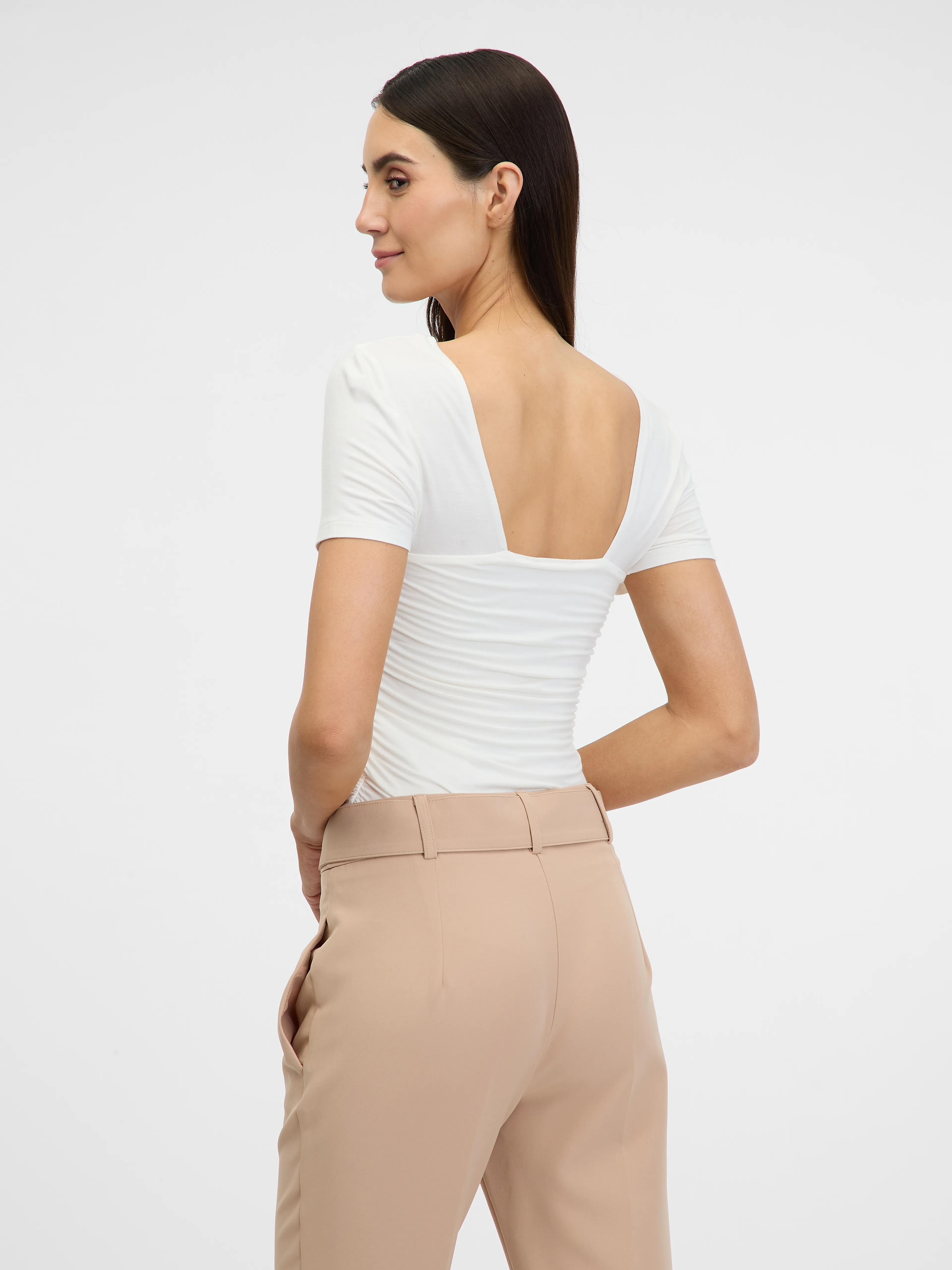 Cremefarbenes Kurzarm-T-Shirt für Frauen ORSAY