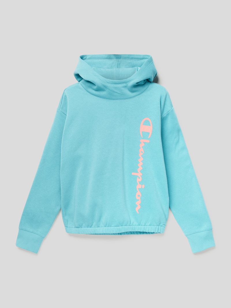 Hoodie mit Label-Detail in aqua blau