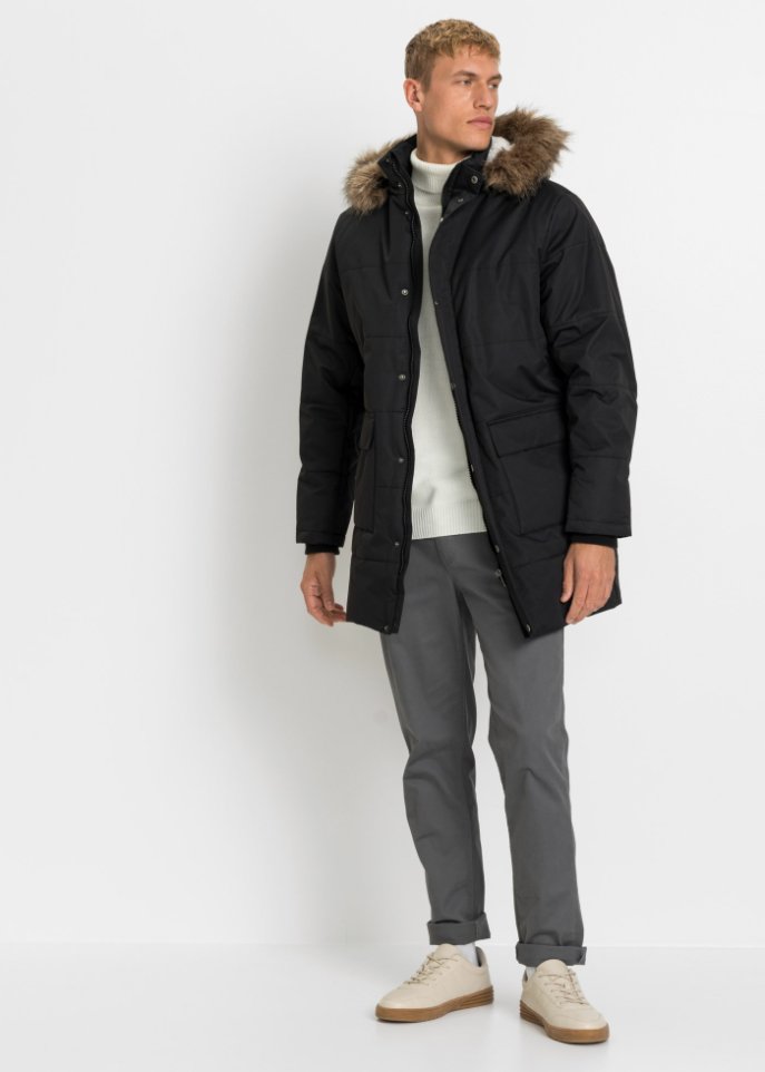 Lange Winter-Steppjacke mit recyceltem Polyester