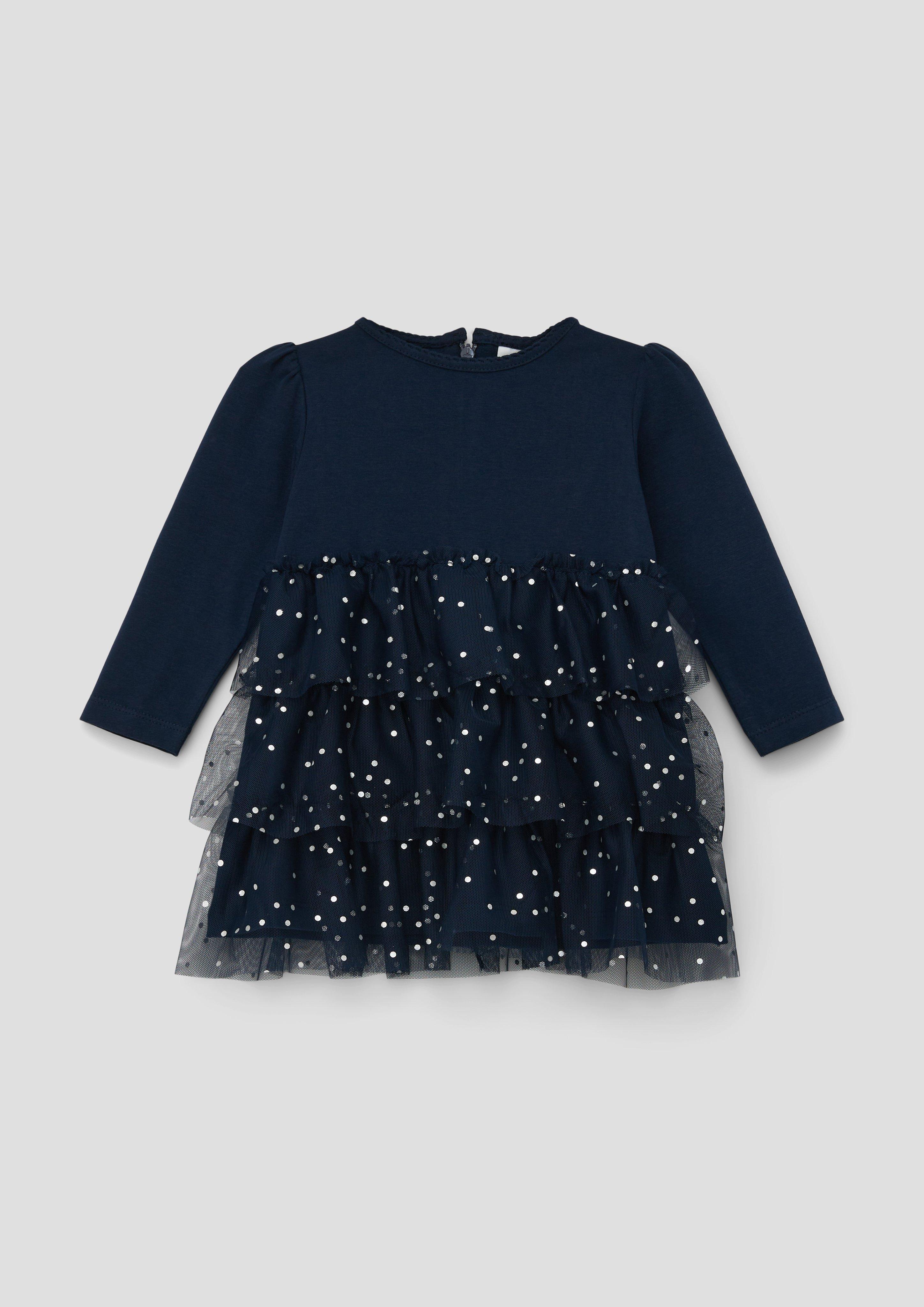 Jerseykleid mit Mesh-Volants  2137485-5952