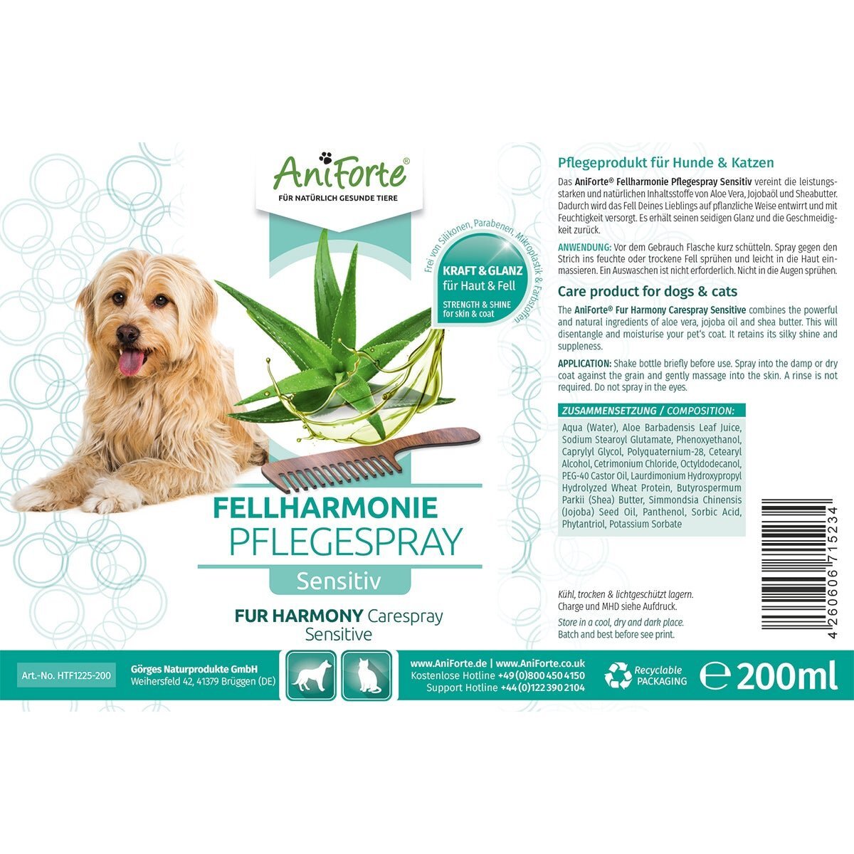 Aniforte Fellpflege Aniforte Pflegespray Sensitiv Fellharmonie 200 ml