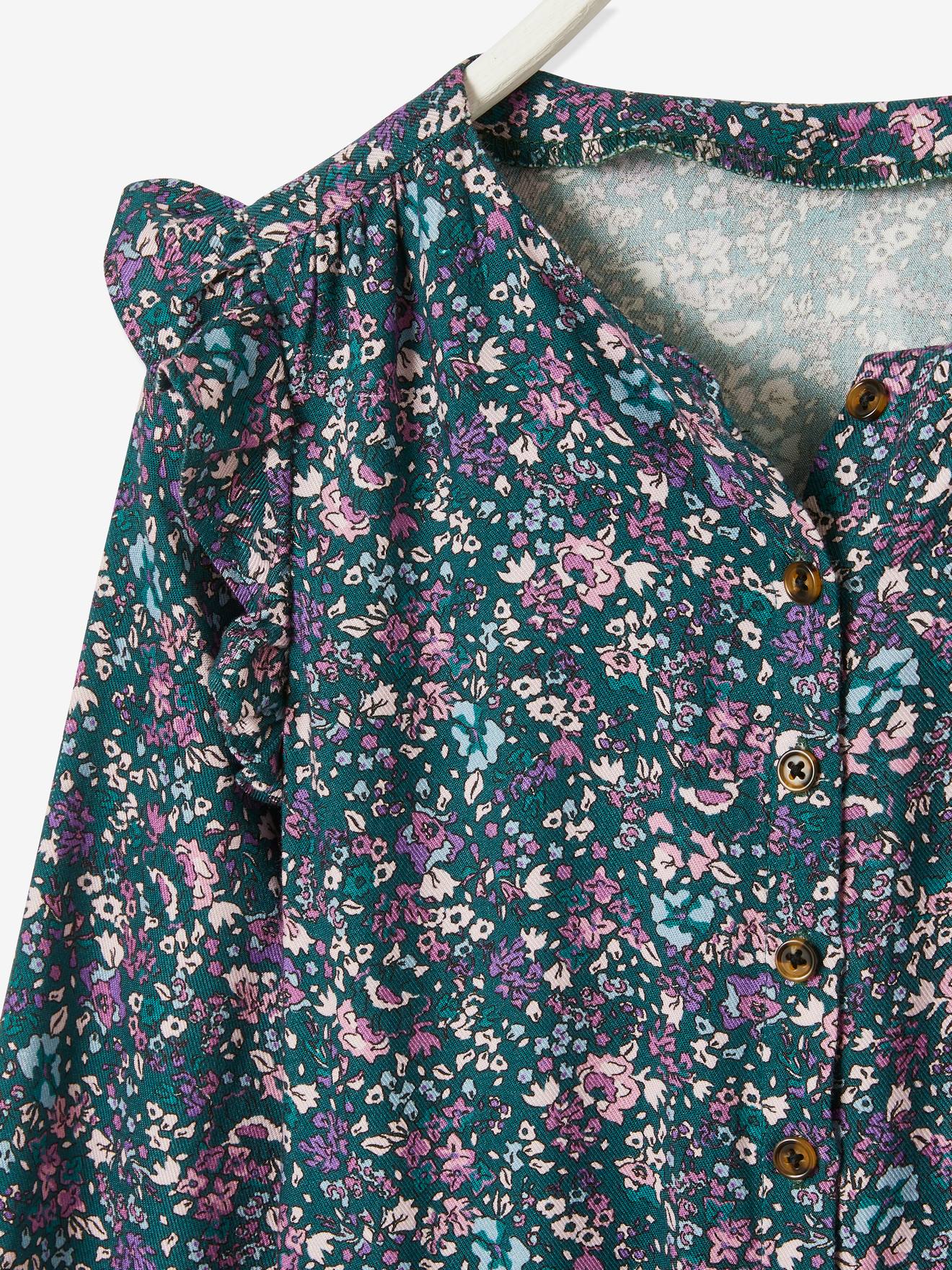 Combinaison à fleurs fille encre imprimé
