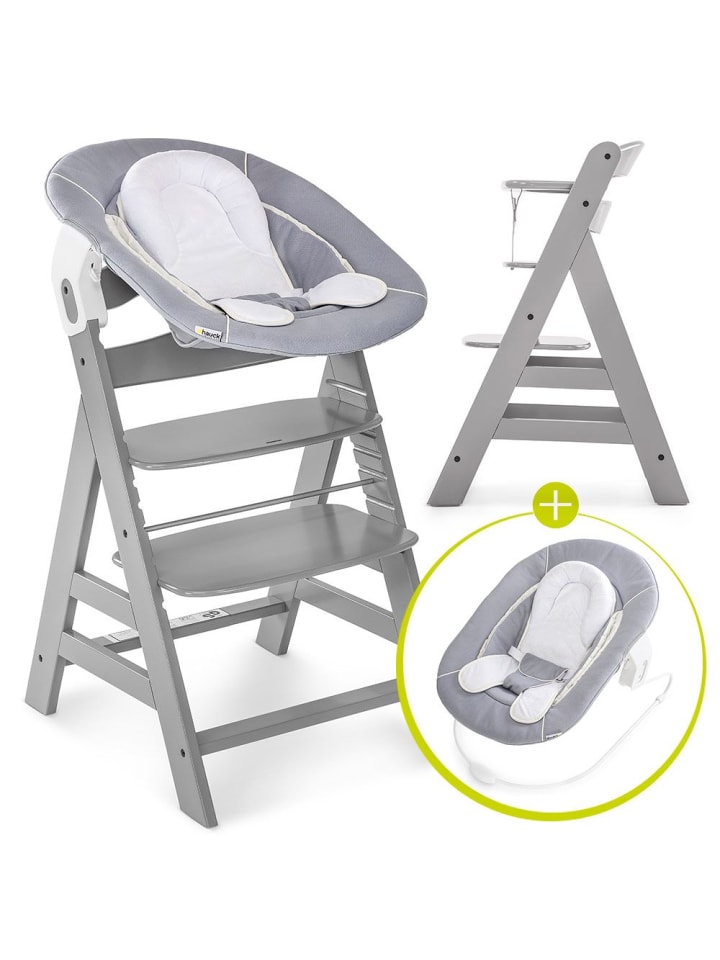 Hauck Alpha Plus Grey Newborn Set - 3-tlg. Hochstuhl in grau günstig kaufen onesize