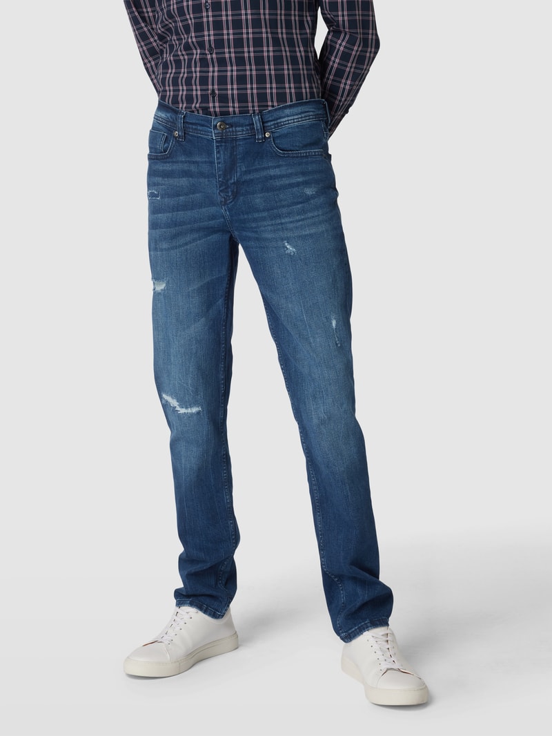 Jeans im Used-Look in himmelblau