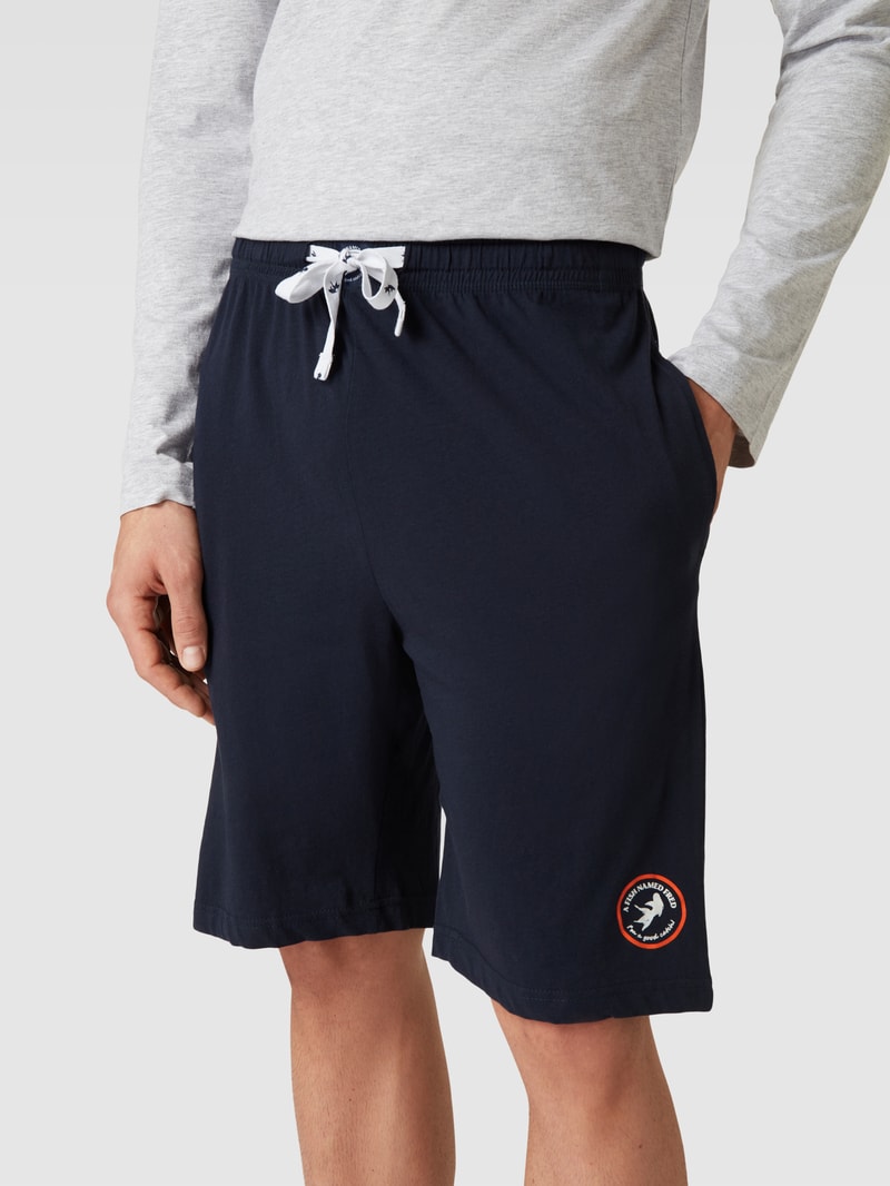 Sweatshorts in melierter Optik in marineblau