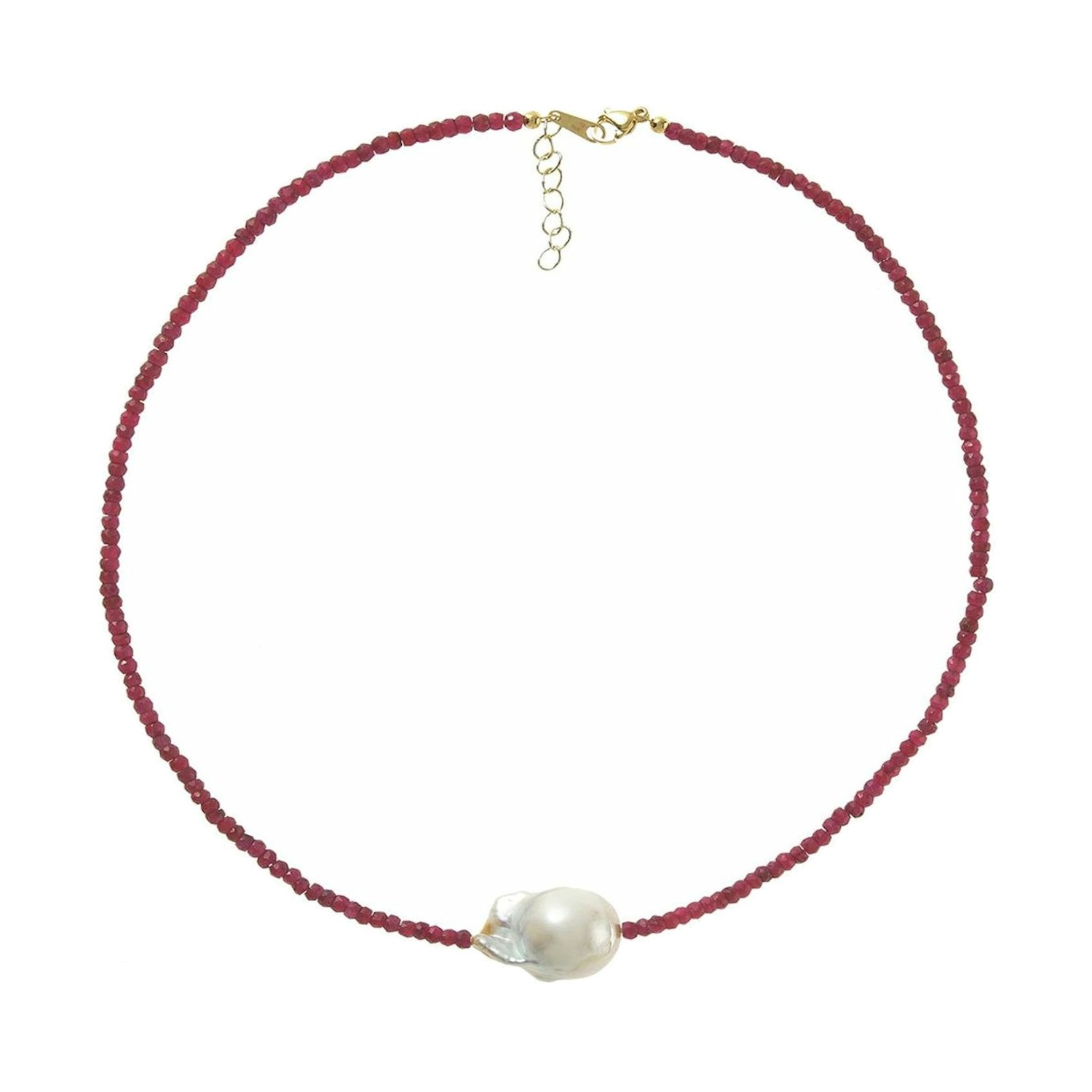 Perlenkette 'Rubin und Barock Zuchtperle'