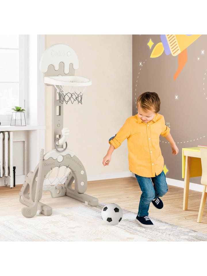 COSTWAY 4-in-1 Kinder Basketballkorb Set in Grau günstig kaufen onesize
