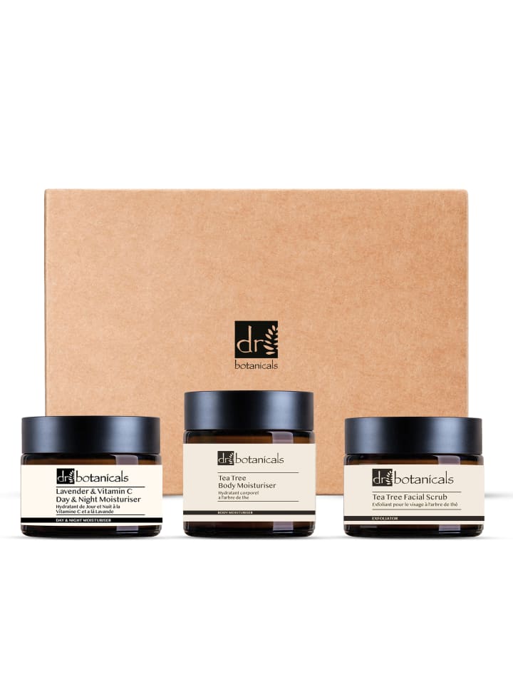 Dr Botanicals 3tlg Set Gesichtsscrub, Tages- und Nachtcreme, Teebaumöl Körpercreme günstig kaufen onesize