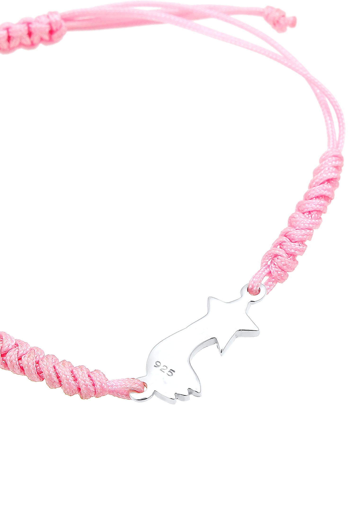 Elli søt regnbuerosa nylonarmbånd for barn (925/1000) sølv