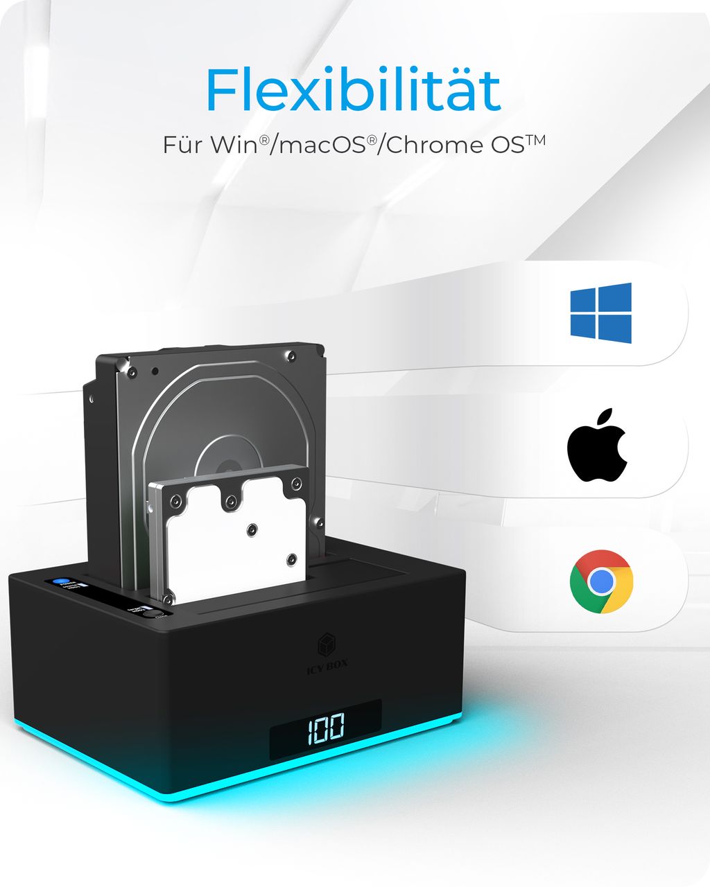 ICY BOX IB-127CL-U3, Docking & Klonstation für 2x HDD/SSD