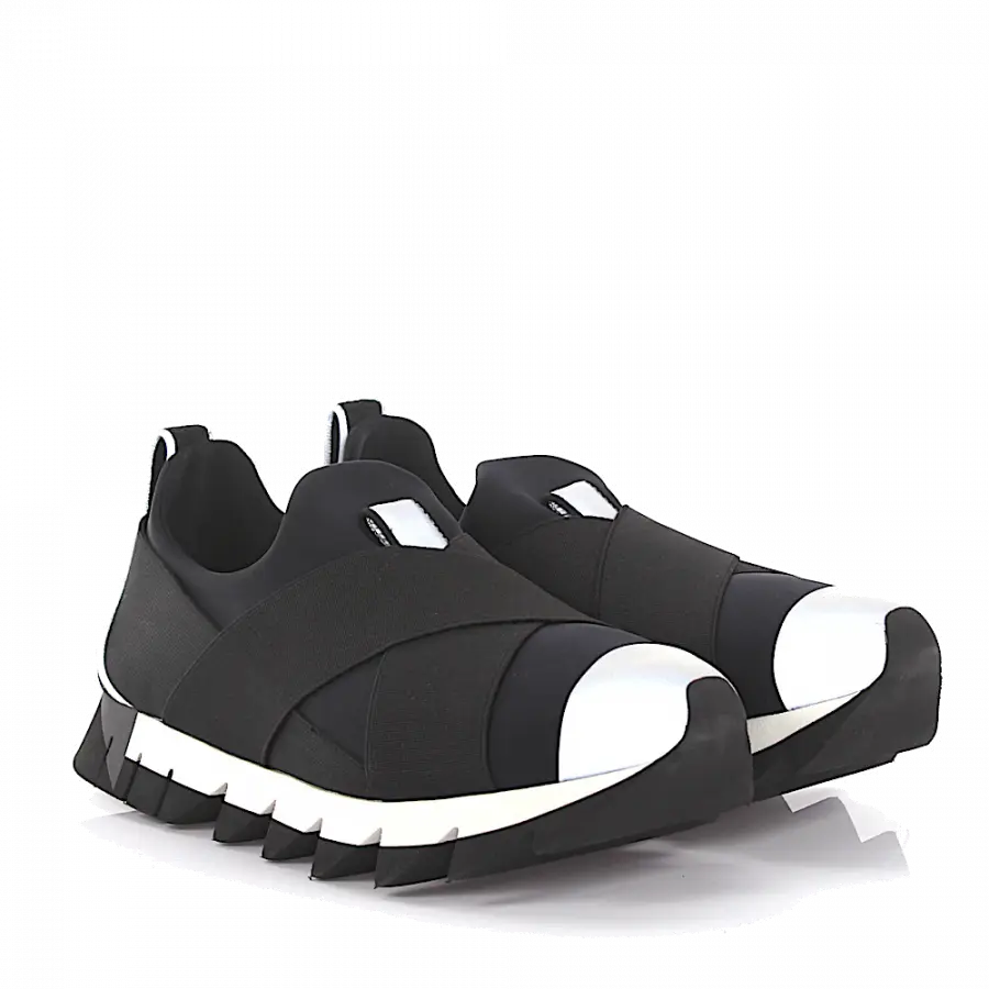 Dolce & Gabbana - Sneakers Stoff Stretchband schwarz grau - schwarz