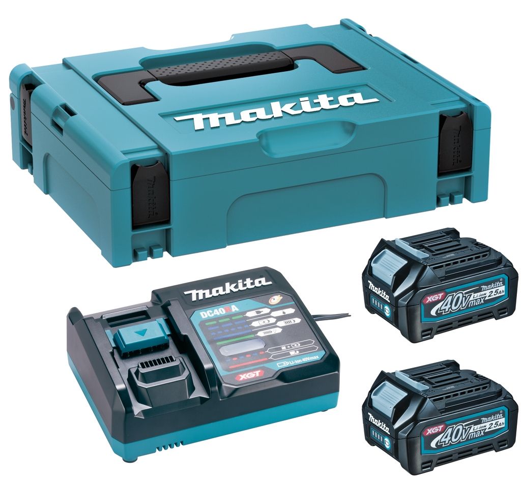 Makita Tillbehör 191J81-6 Startset XGT DC40RA/2xBL4025 XGT 40V Max 2,5Ah Li-Ion + laddare DC40RA i MBox