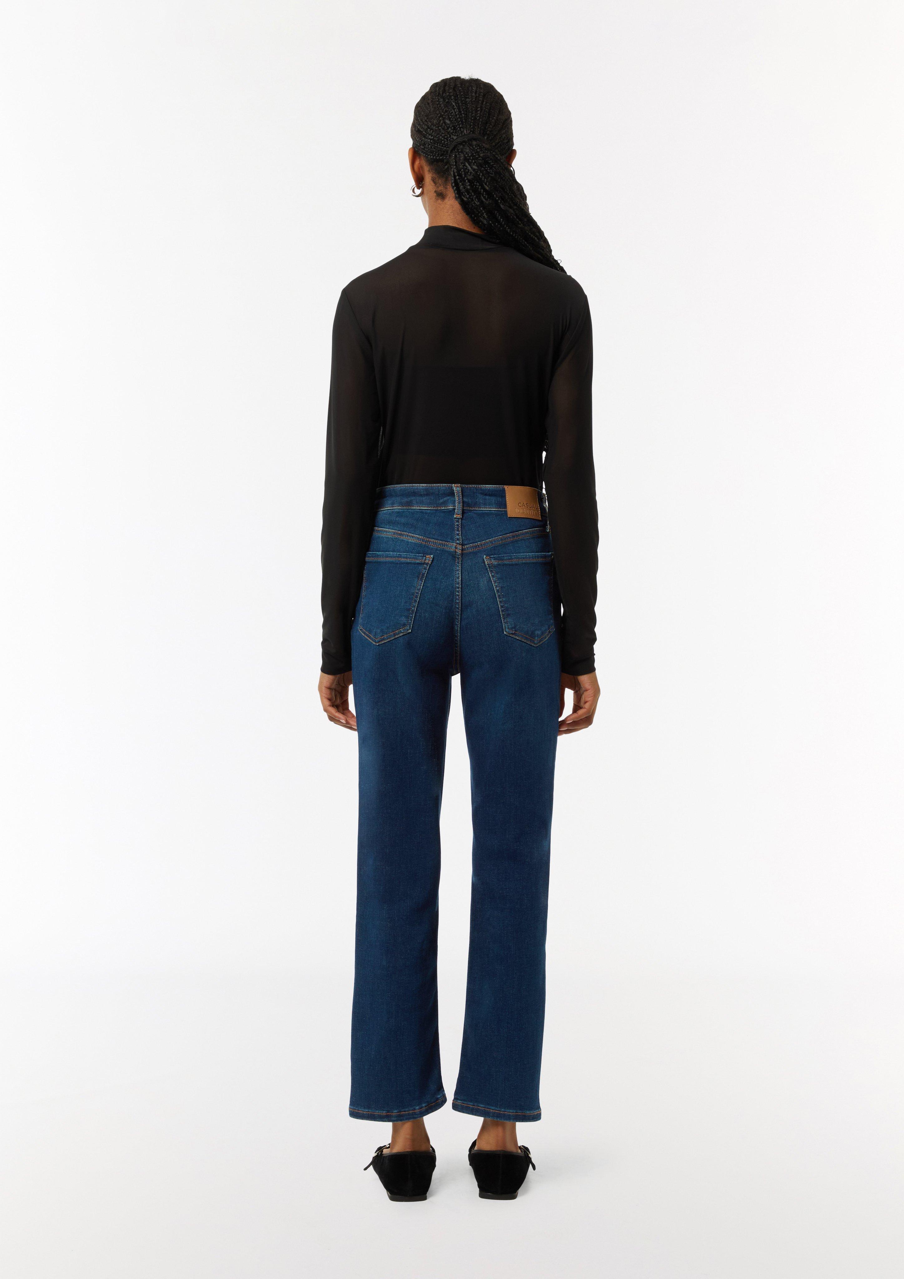 Ankle-Jeans aus Baumwollstretch mit geradem Bein - dunkelblau