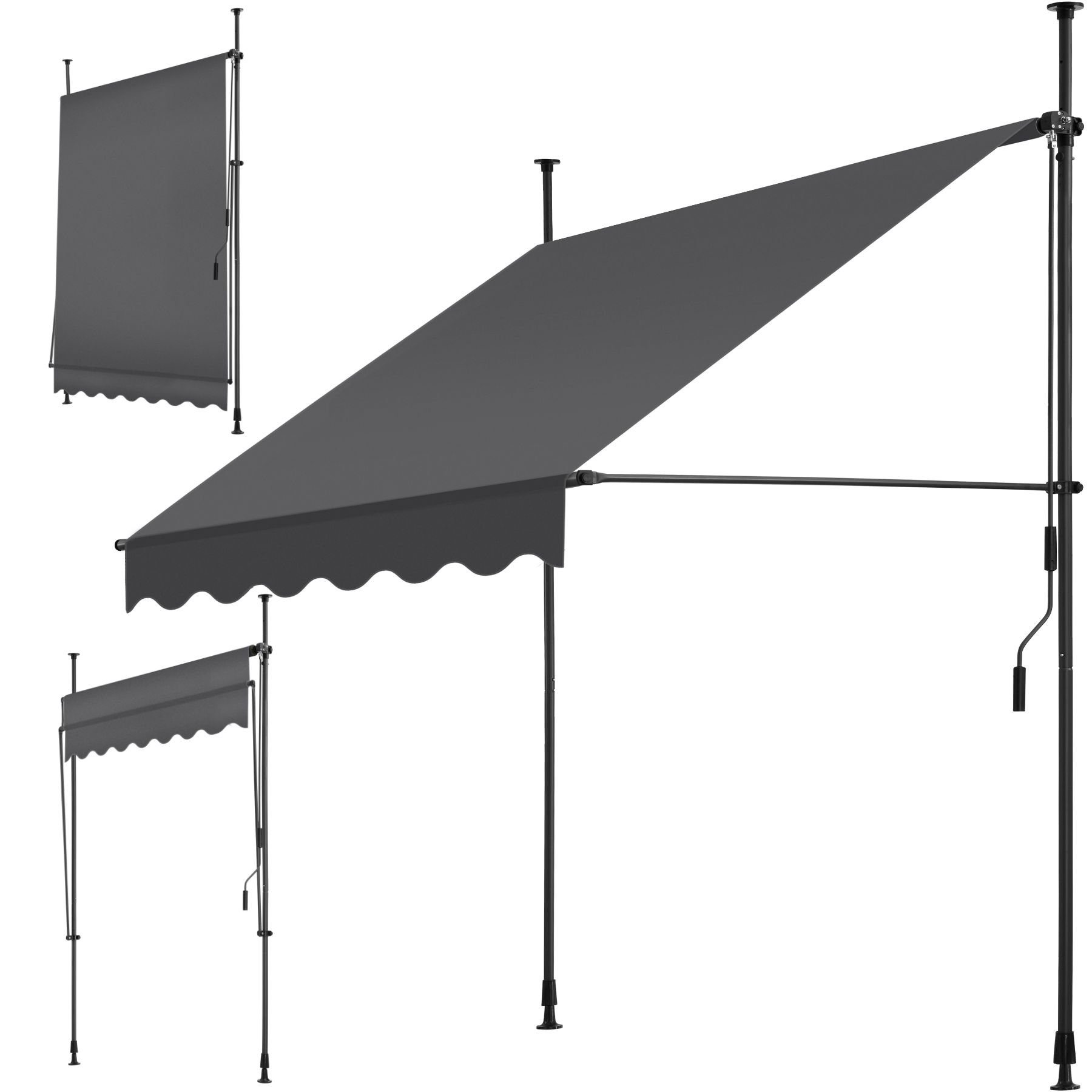 tectake Klemm-Senkrechtmarkise Klemmmarkise mit Handkurbel, höhenverstellbar