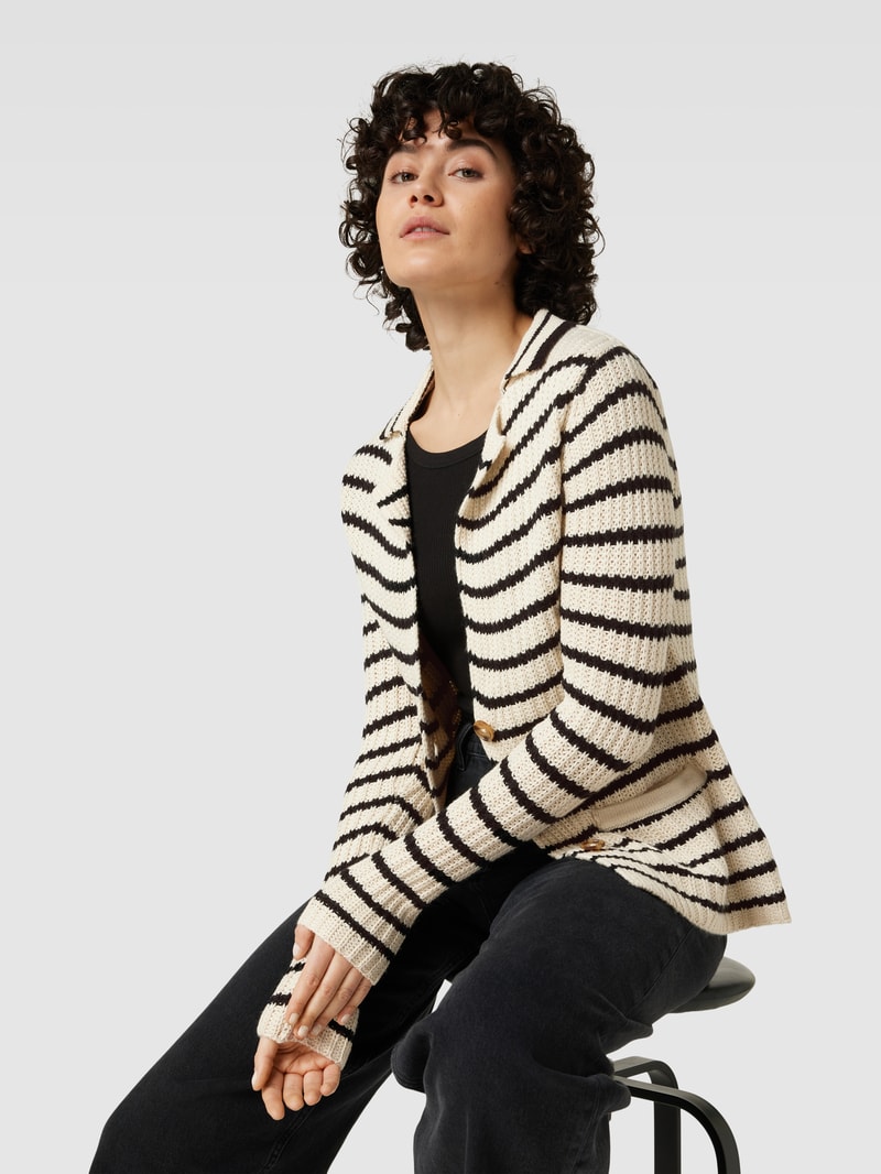 Strickcardigan mit Streifenmuster Modell 'Remone' in offwhite