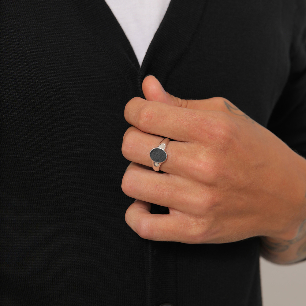 KUZZOI KUZZOI Bague Chevalière Basic Minimal Robuste Massif Bague Homme - (925/1000) Arg Bague
