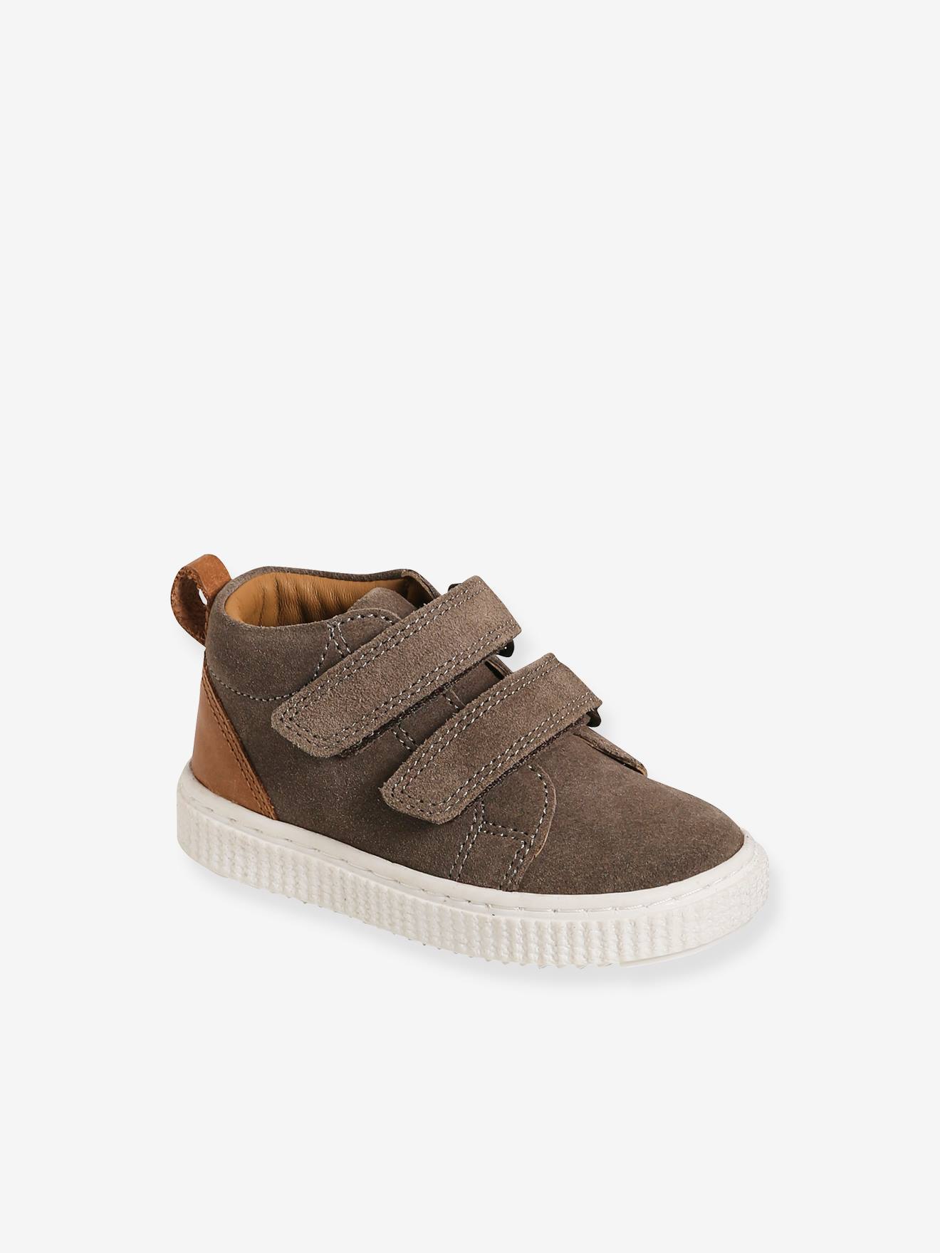 Bottines scratchées cuir bébé garçon taupe