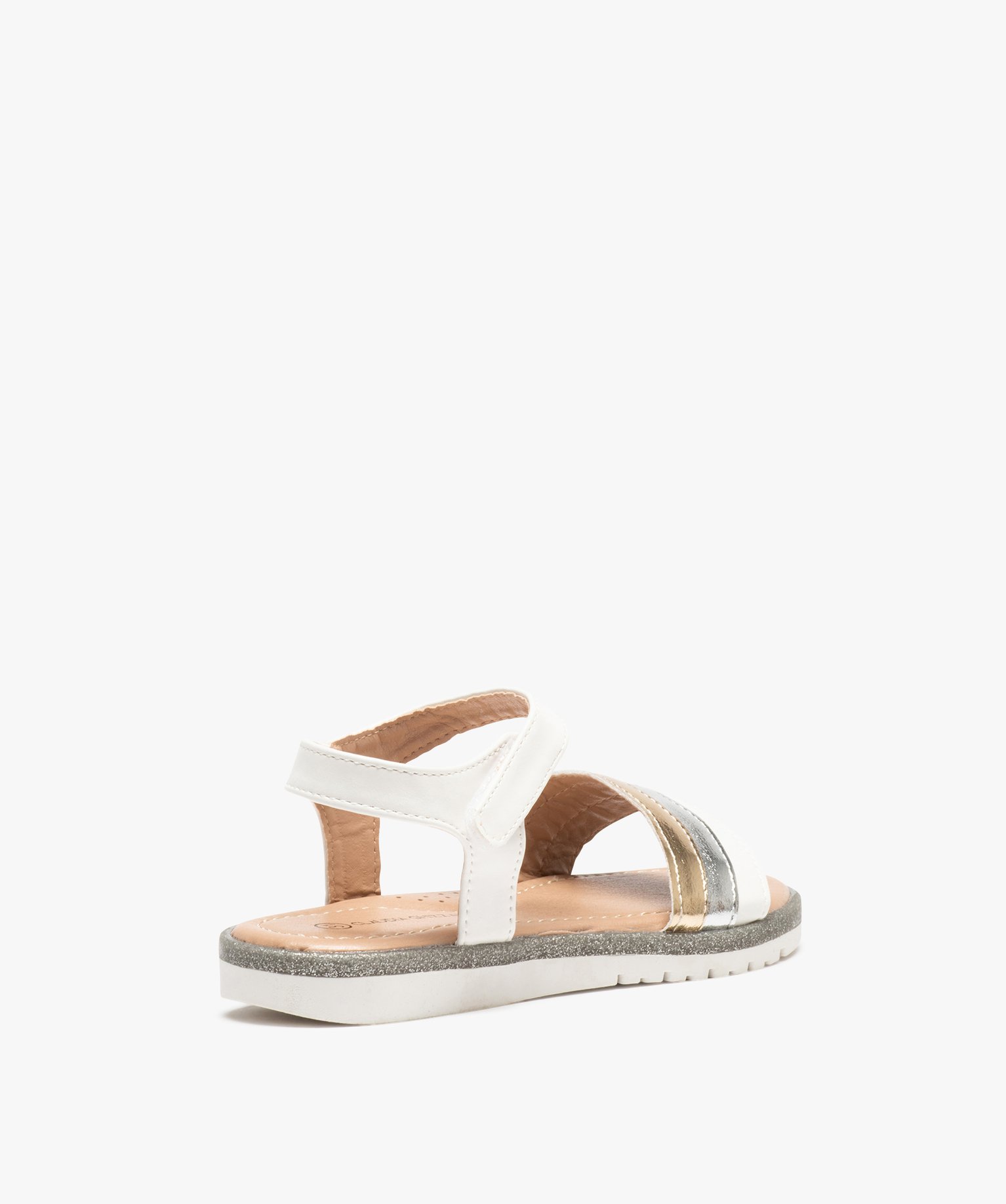 Sandales fille à brides effet métallisé et fermeture à s... blanc | GEMO