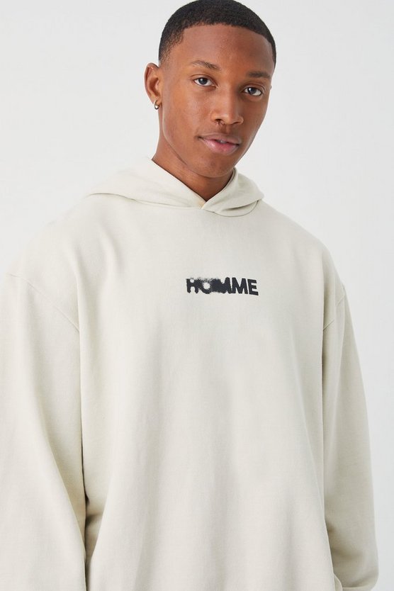 Kastiger Oversize Hoodie mit Print