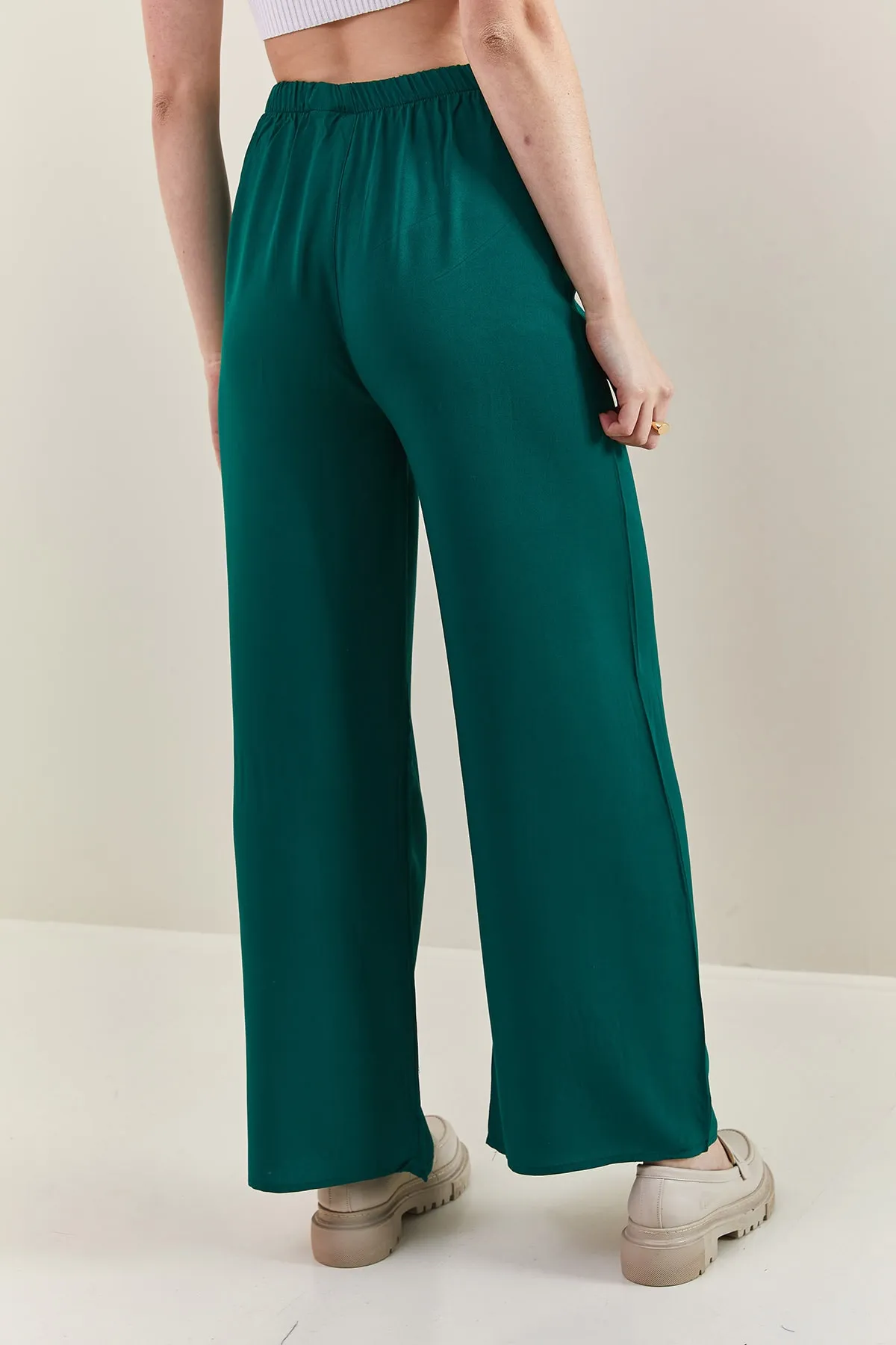 Bianco Lucci  Damen-Hose aus Viskose mit weitem Bein und Taillengürtel