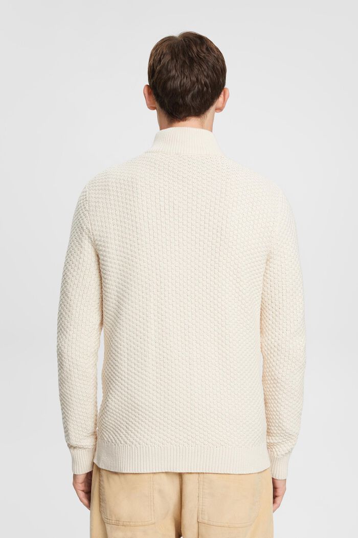 Zopfstrickpullover mit kurzem Reißverschluss