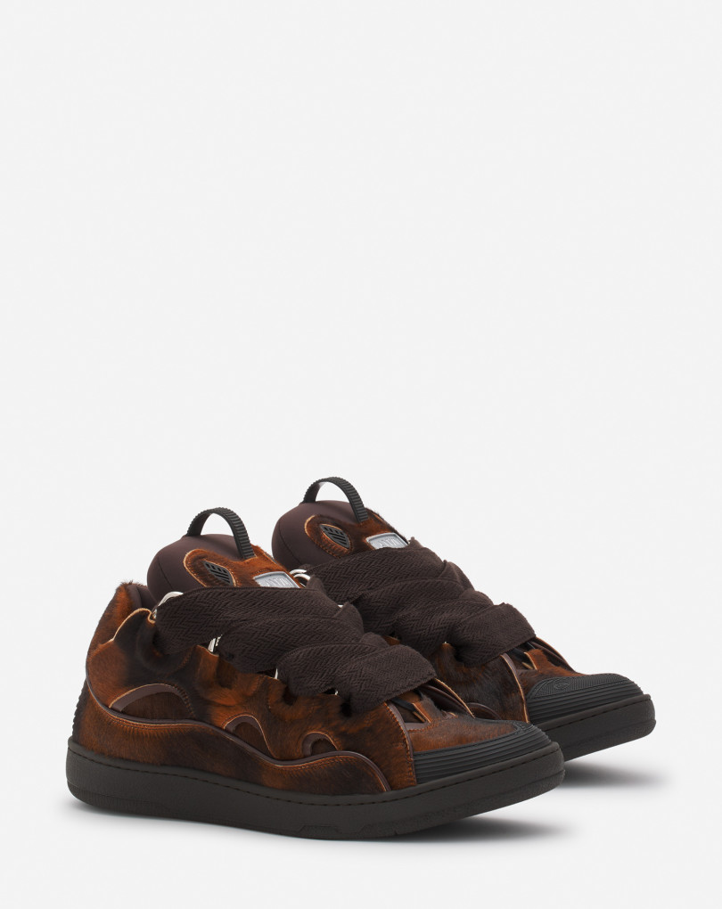 SNEAKERS CURB EN CUIR A EFFET PONY