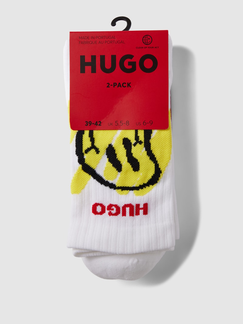 Socken mit Motiv-Print im 2er-Pack in weiß