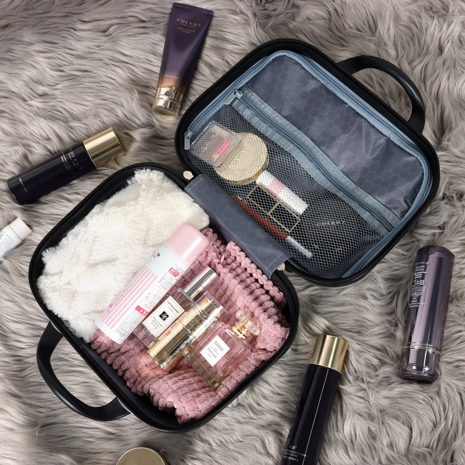 CALIYO Kosmetikkoffer Tragbare Make-up Organizer Box Kosmetikkoffer Make-up Koffer, für Kosmetiktasche für Reise Kulturbeutel auf Trolley befestigbar