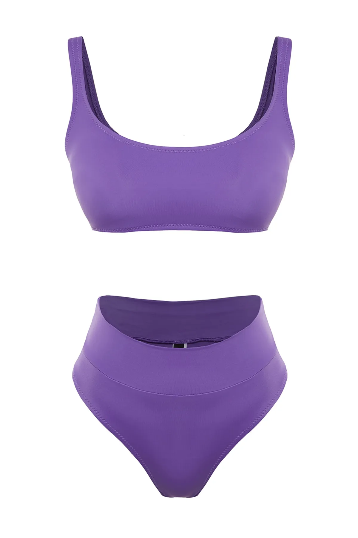 Trendyol Collection  Lila Bustier, hohe Taille, hohes Bein, reguläres Bikini-Set TBESS22BT0010