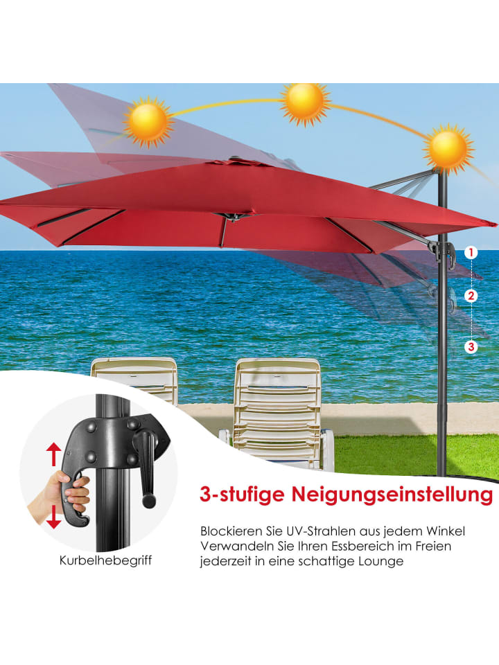 COSTWAY Sonnenschirm 300x300cm in Rot günstig kaufen onesize