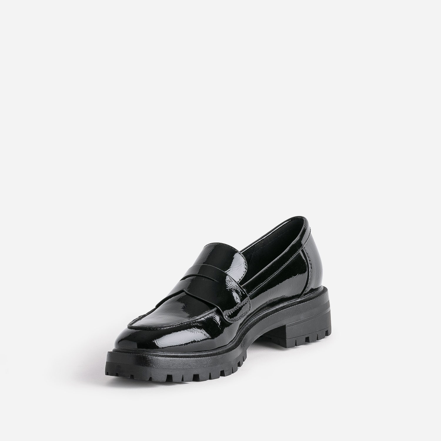 Mocassin TEXTO noir verni cranté
