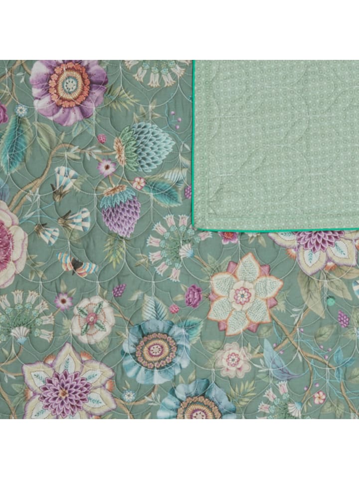 PiP Studio Tagesdecke Viva Las Flores in Grün günstig kaufen 180 x 260 cm