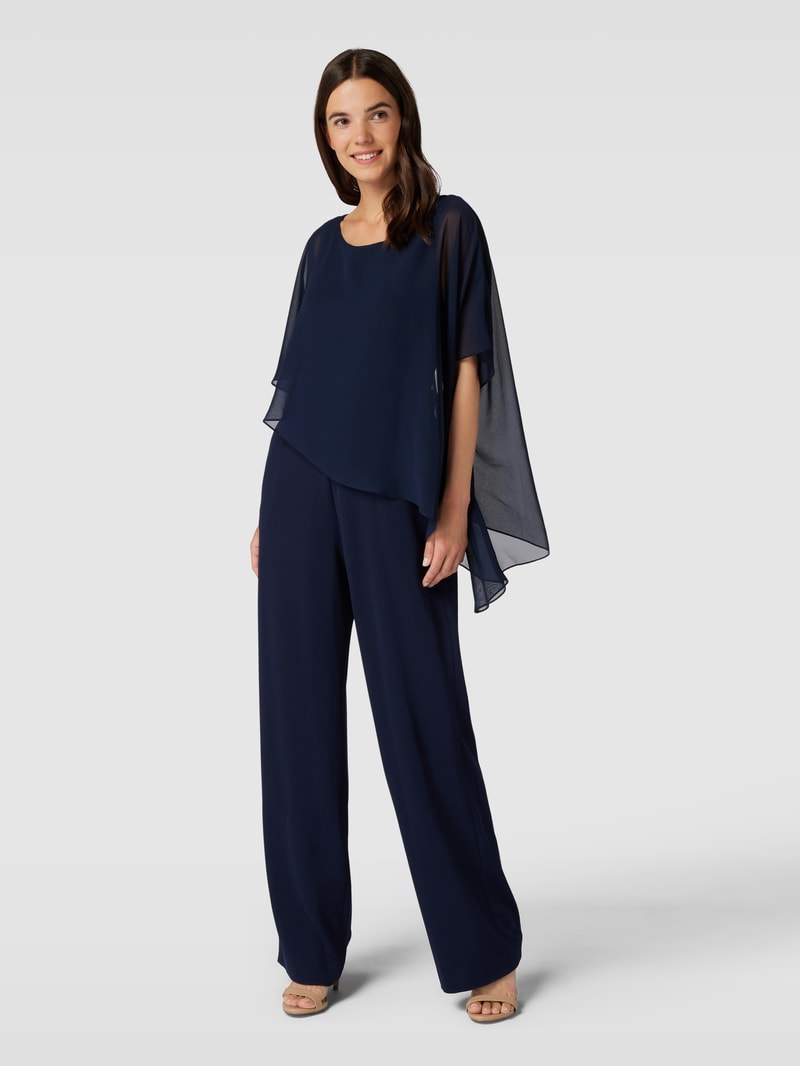 Jumpsuit mit asymmetrischem Volantsaum in marineblau
