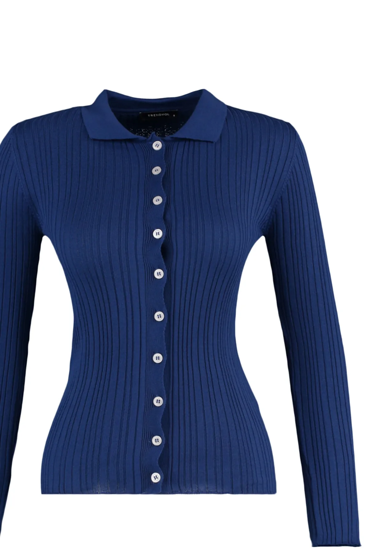 Trendyol Collection  Marineblauer Strickcardigan mit Polokragen TWOAW20HI0070