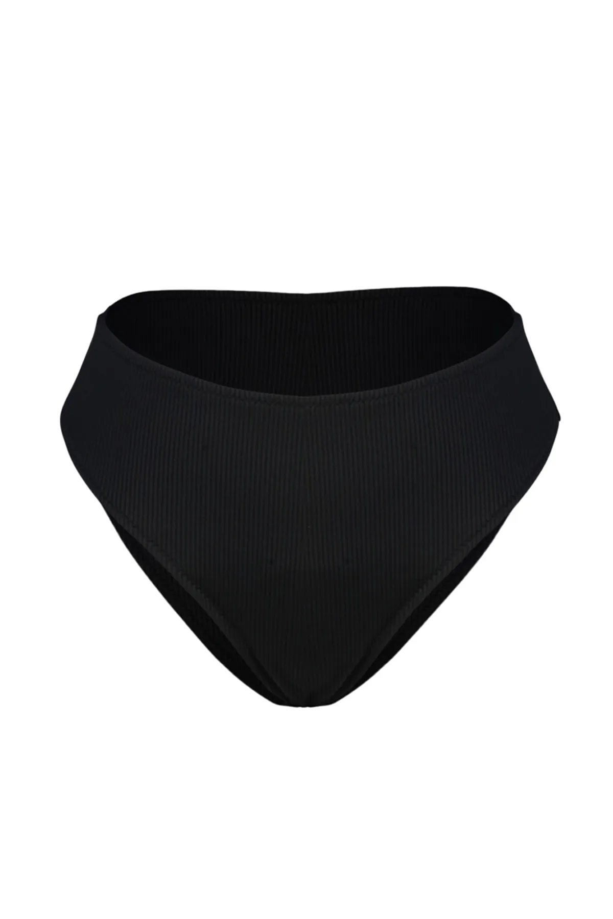 Trendyol Collection  Schwarze strukturierte Bikinihose mit hoher Taille und regulärer Passform TBESS23BA00128