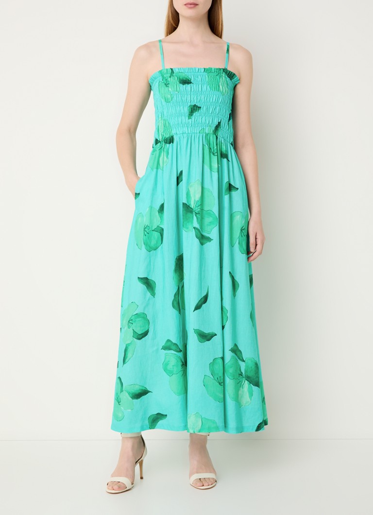 Seafolly Secret Garden midi dress in linen blend with floral print
