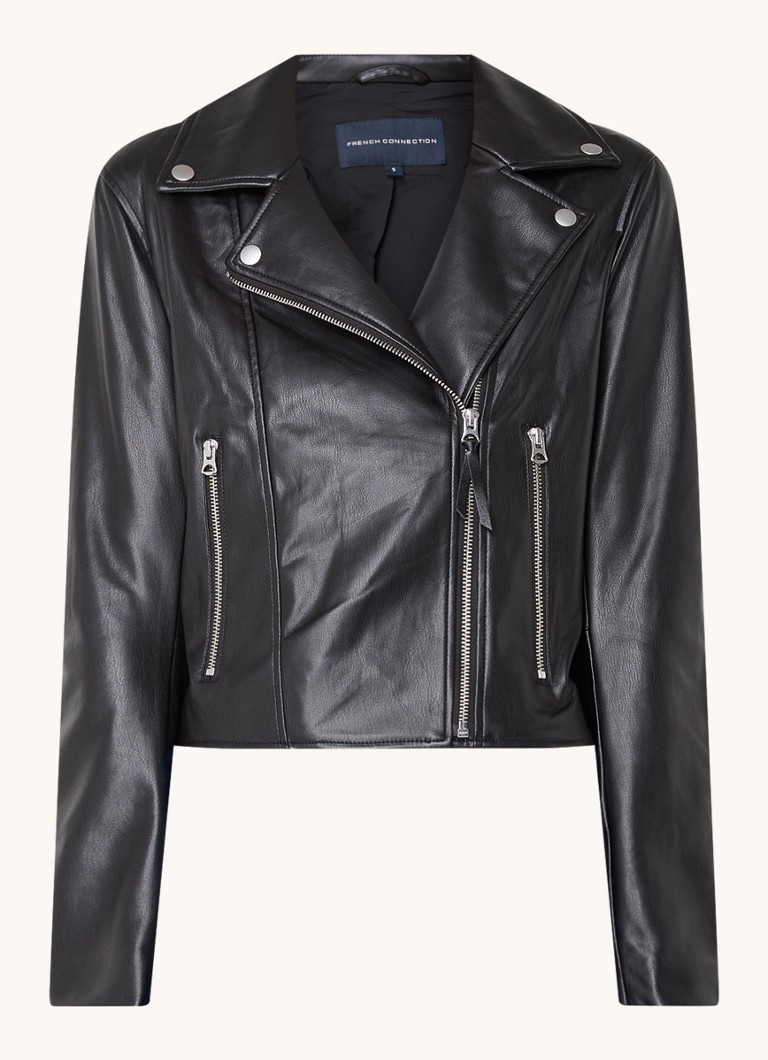 French Connection faux leather biker jacket with zip pockets