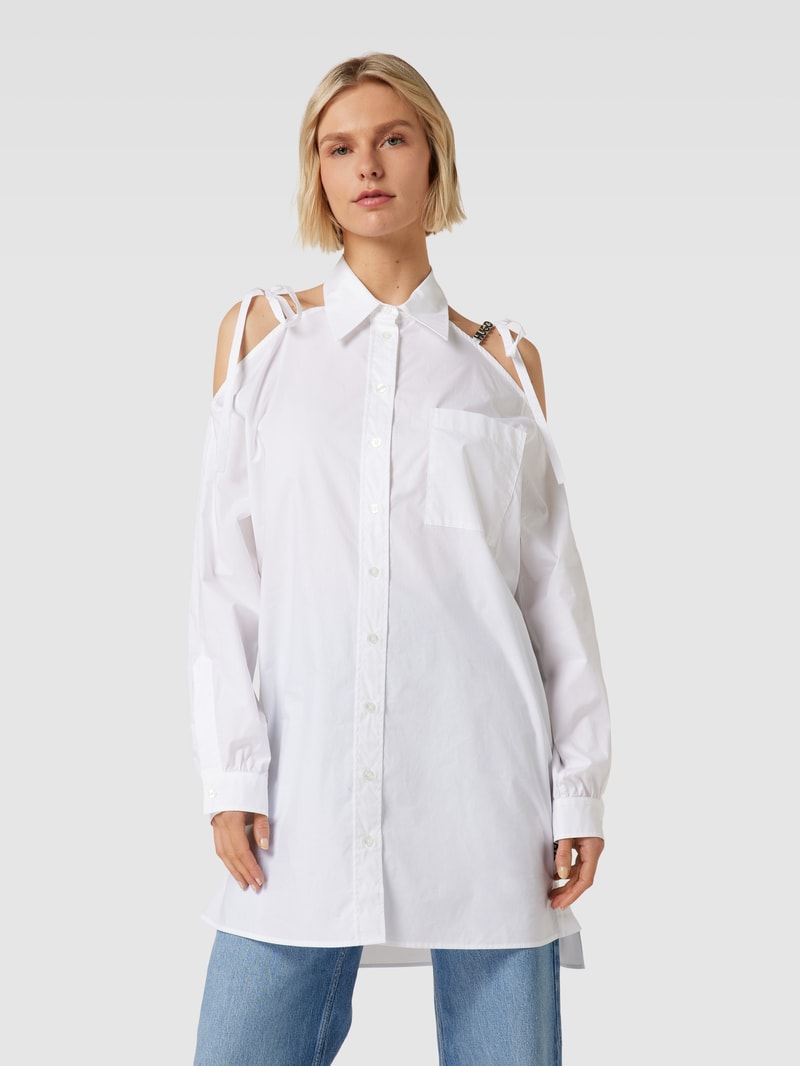 Longbluse mit Umlegekragen Modell 'Kivy' in weiß