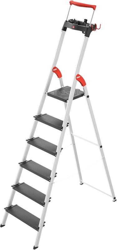 Hailo Stufenleiter L100 Topline Silber 6 Stufen 50 x 116 x 209 cm