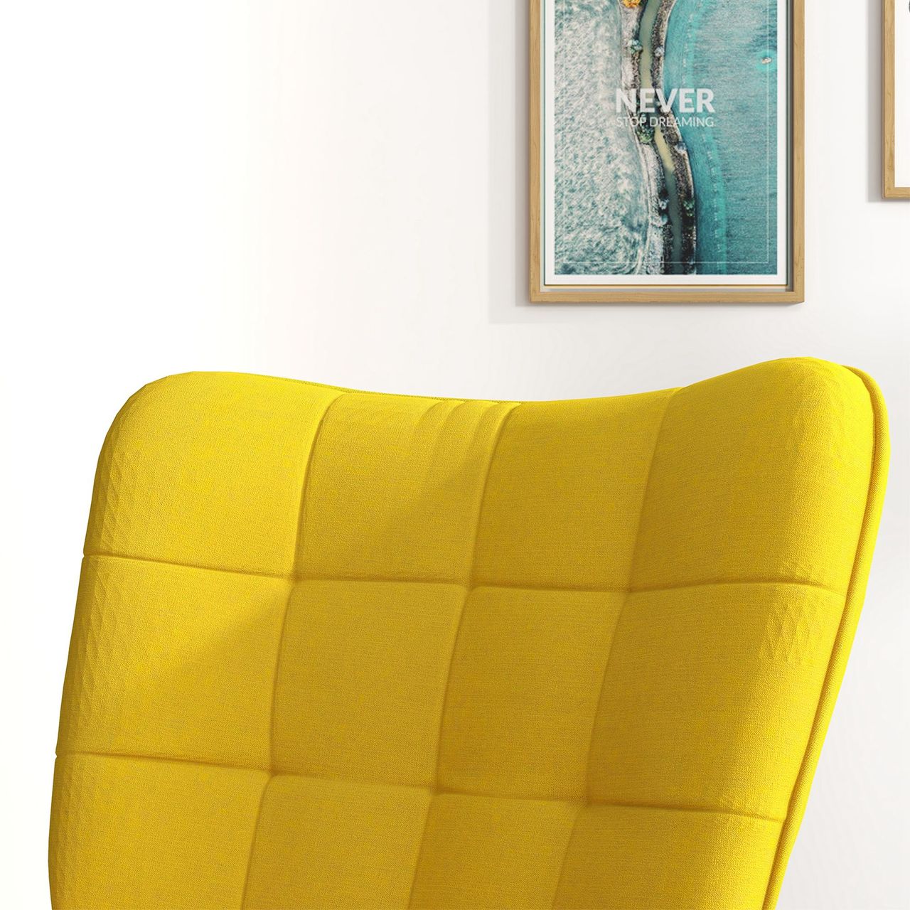 HOMCOM Schaukelstuhl Schwingsessel mit Hocker Relaxsessel mit Leinenoptik