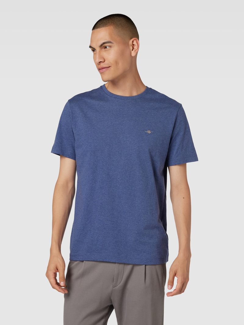 T-Shirt aus Baumwolle mit Label-Detail in jeans meliert