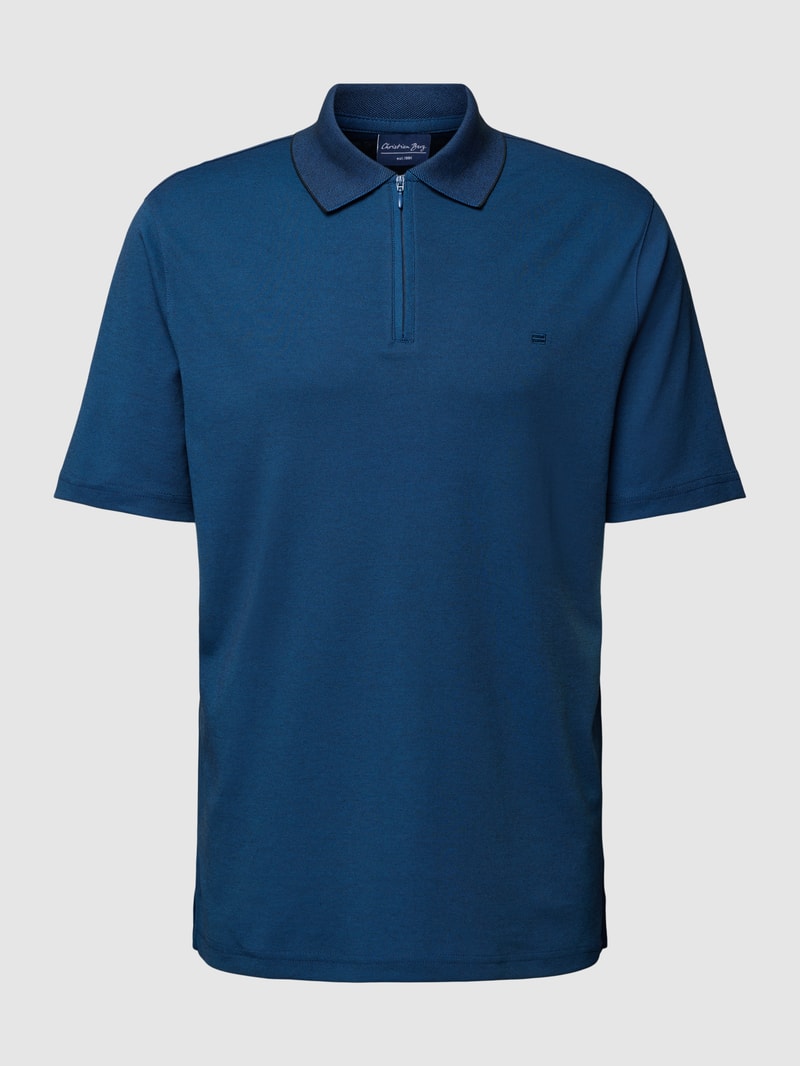 Poloshirt mit Reißverschluss in dunkelblau