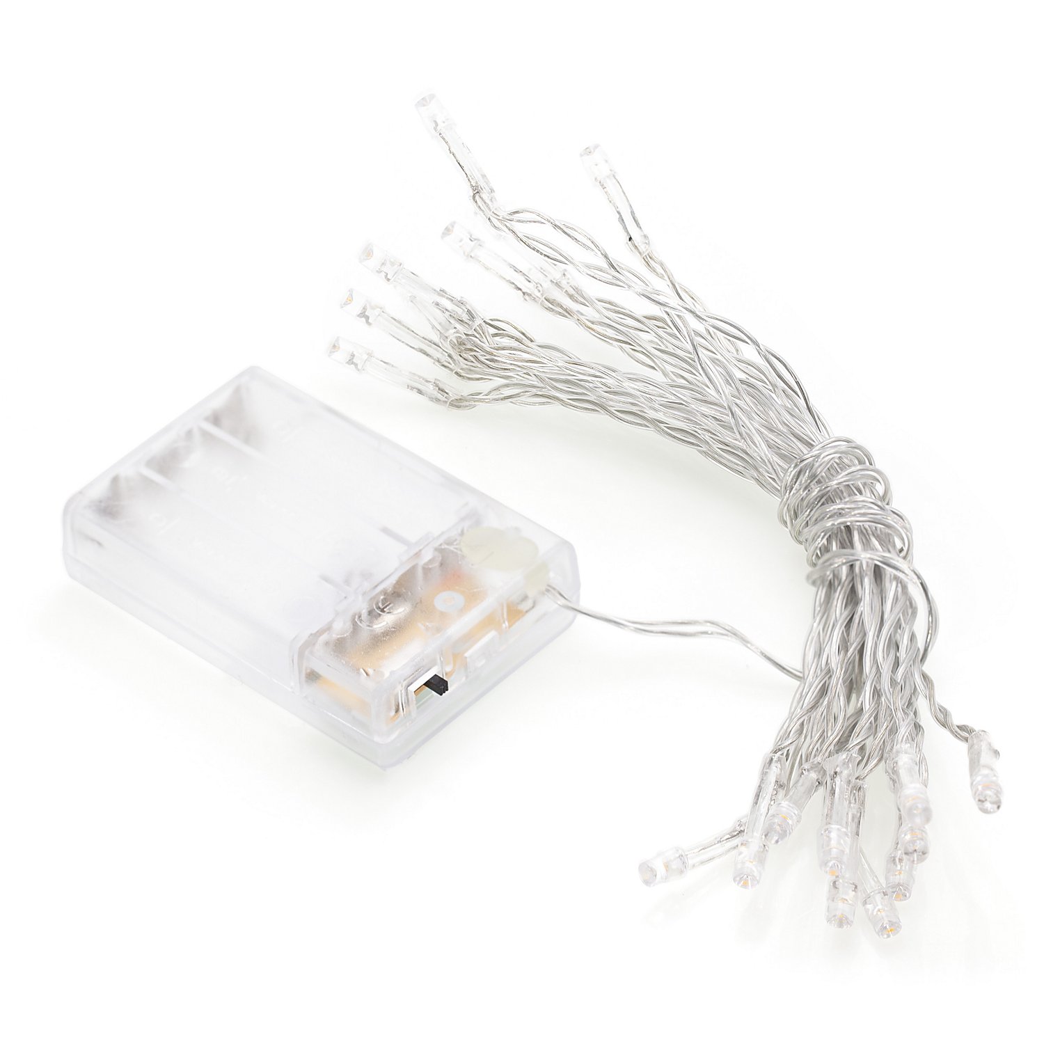 LED-Lichterkette mit Batteriekasten und Timer, 20 Birnchen, transparent