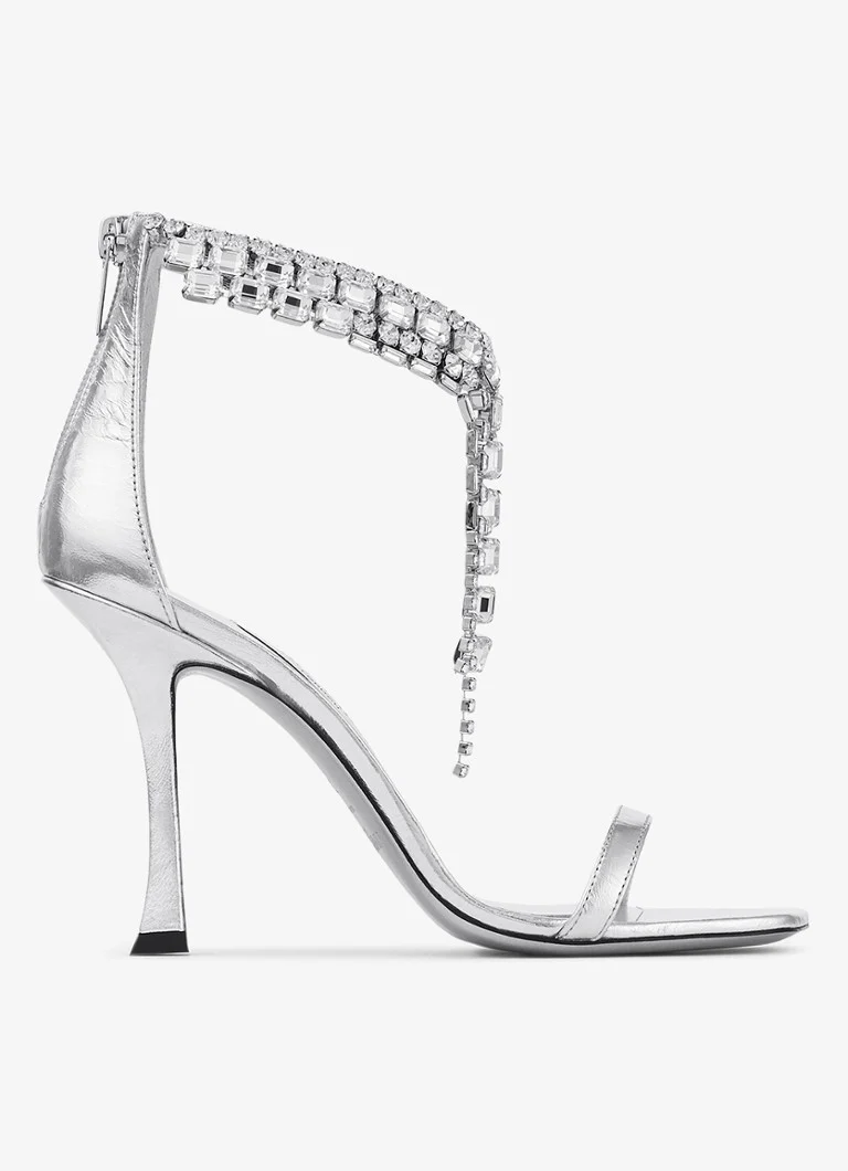 Sandale Jimmy Choo Verity 100 din piele de miel cu finisaj metalic