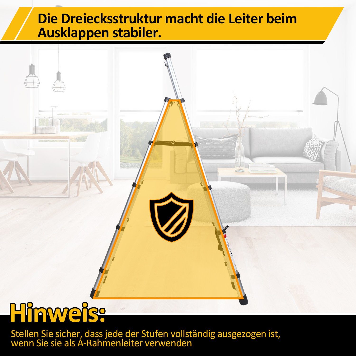 Gimisgu Teleskopleiter Teleskopleiter Teleskopleiter Alu 2.6m-5m Anlegeleiter mit haken