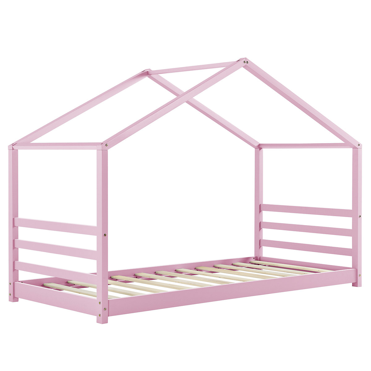 Kinderbett mit Lattenrost und Gitter 90 x 200 cm Hausbett Holz Bettenhaus Bett Jugendbett in verschiedenen Farben