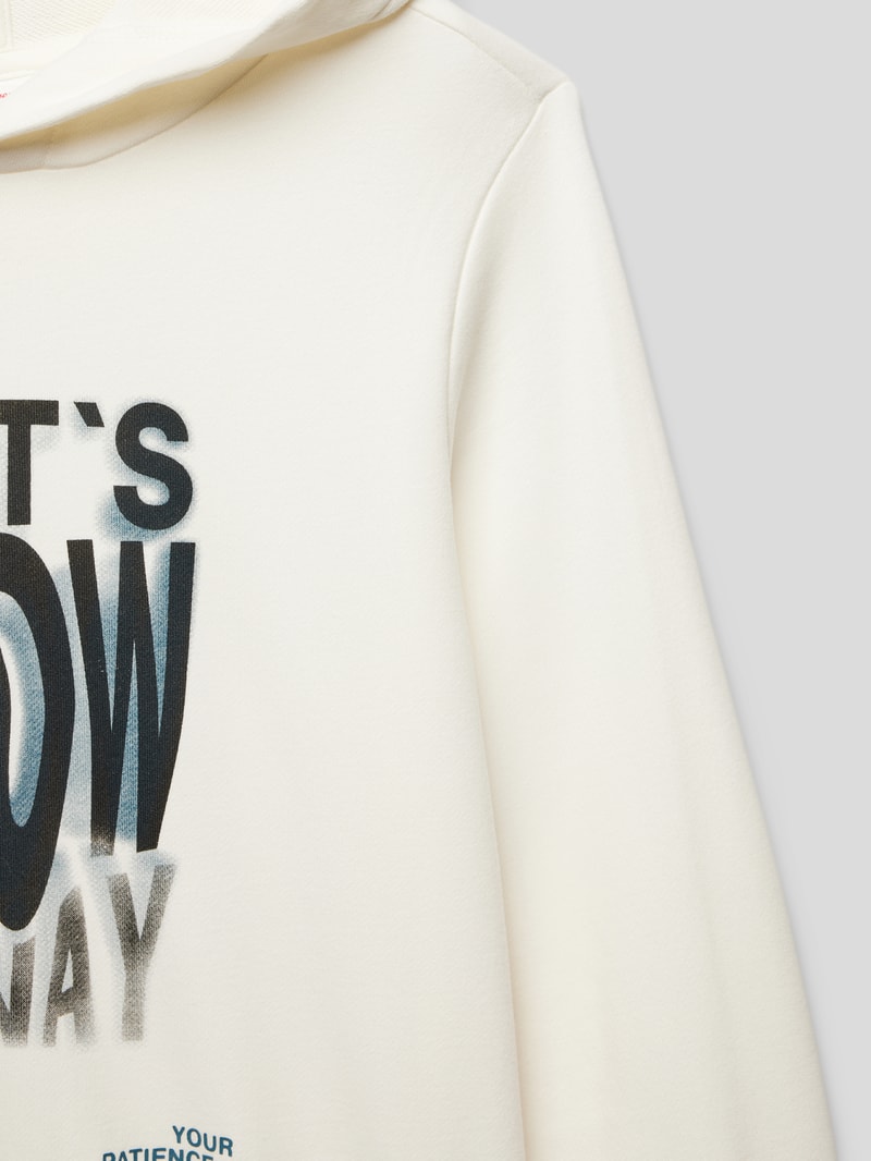 Hoodie mit Label-Print in weiß