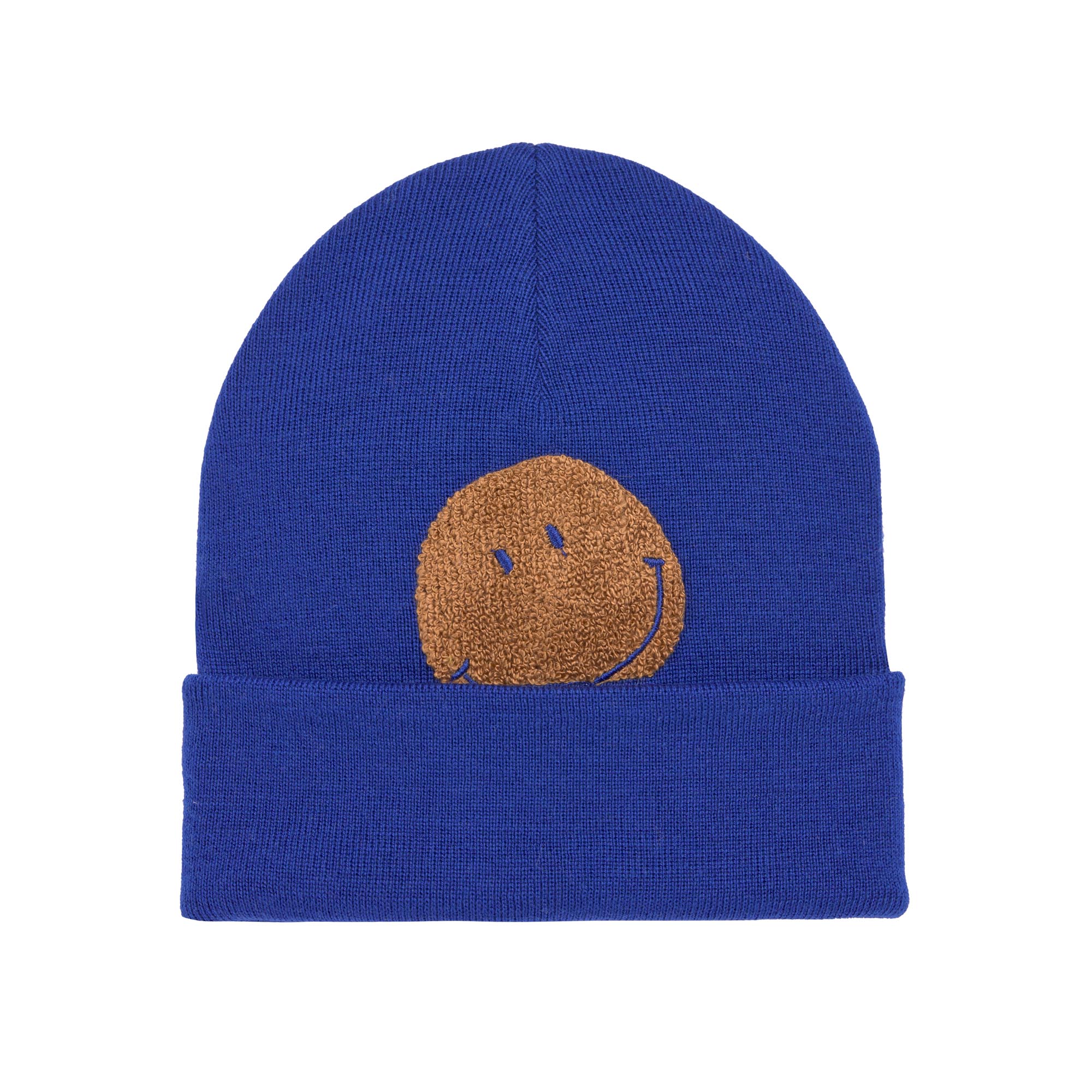 Beanie Mütze Kinder - Merino Wolle, Little Gang, Smile Blau
