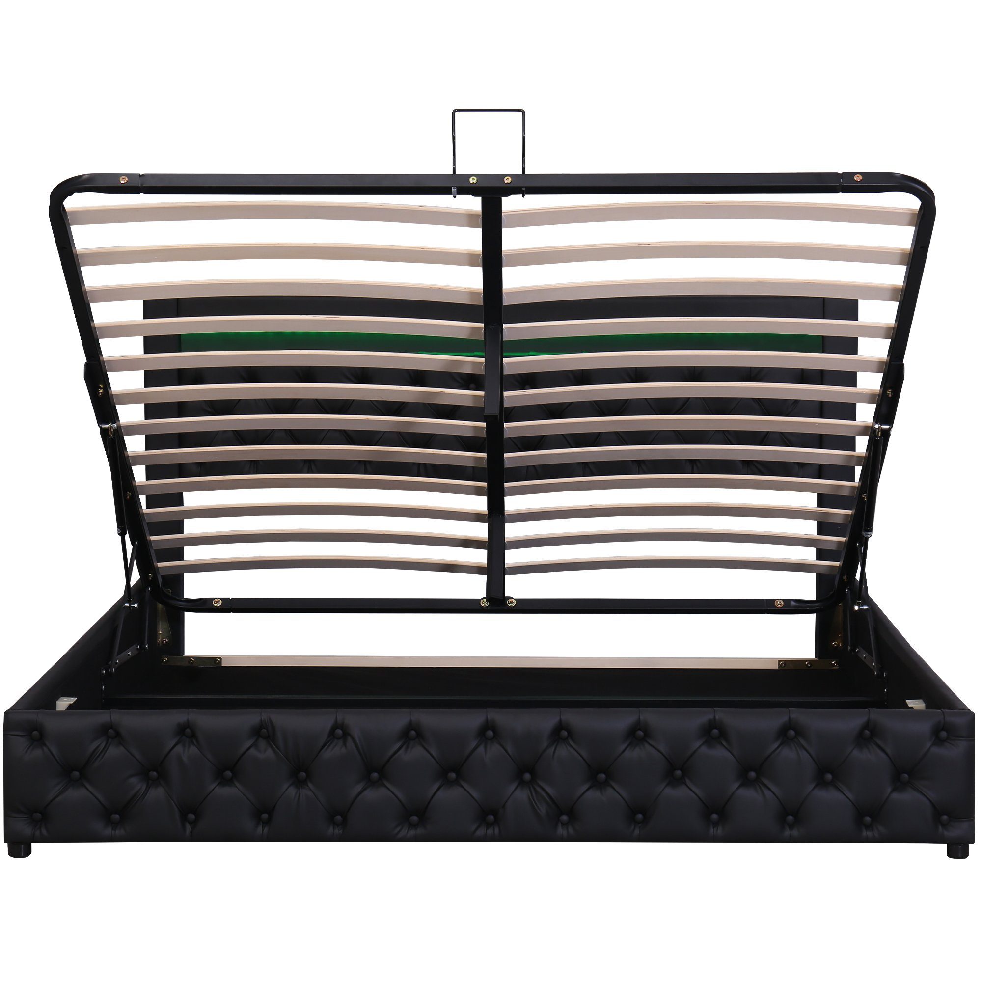 HAUSS SPLOE Polsterbett Polsterbett Funktionsbett Doppelbett Bettrahmen Bettgestelle (Kunstleder, Hydraulisch 140 x 200 cm/180 x 200 cm), Funktionsbett mit Lattenrost und Stauraum, Mit LED-Beleuchtung