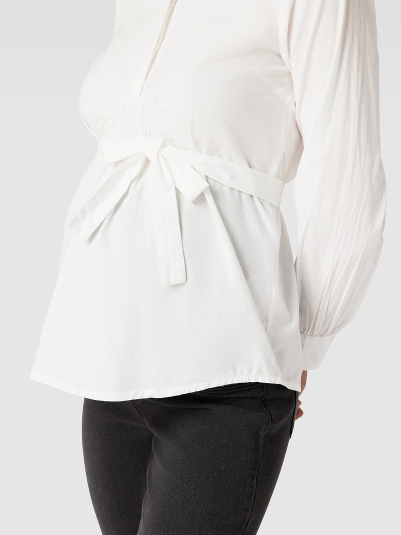 Umstands-Bluse mit Bindegürtel Modell 'LETICIA' in weiß